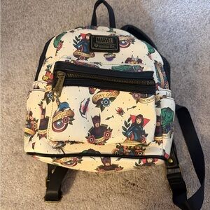 Marvel Loungefly White Tattoo Print Mini Backpack